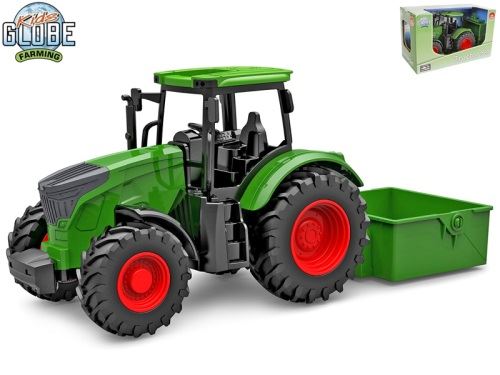 Kids Globe traktor zelený se sklápěčkou volný chod 27,5cm v krabičce