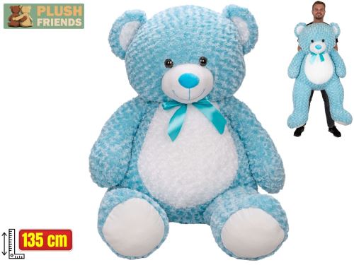Plush Friends medvěd plyšový 135cm modrý s mašlí 0m+
