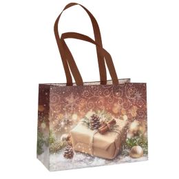 Nákupní taška z netkané textilie, 34x25 cm - Dárek se skořicí a koblihou Nákupní taška z netkané textilie, 34x25 cm - Dárek se skořicí a koblihou