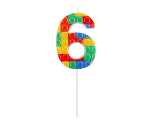 Sviečka tortová - číslica "6" Blocks 10,5 cm