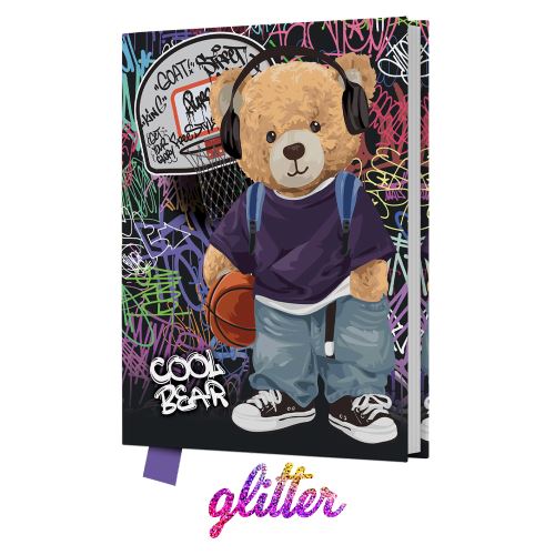 Památník JUNIOR 14x18 cm, 80 list. čistý Cool Bear - medvěd