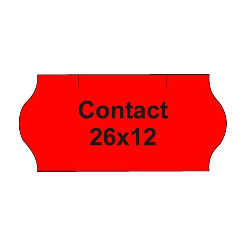 Etikety cen. CONTACT 26x12 oblé - 1500 etikiet/kotúčik, červené