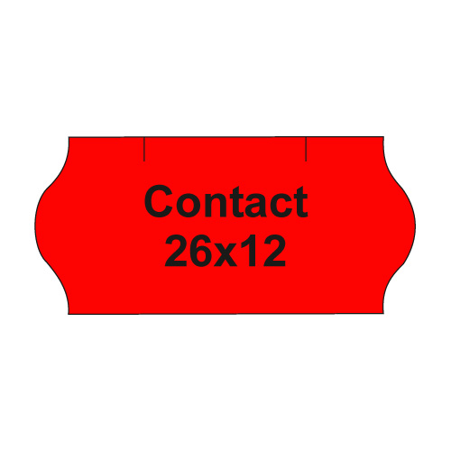 Etikety cen. CONTACT 26x12 oblé - 1500 etiket/kotouček, červené 36 ks