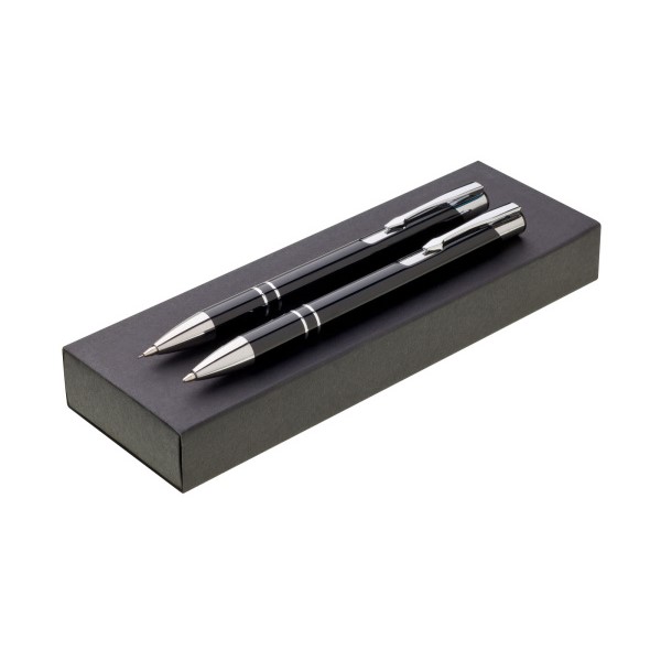 Sada kovové mechanické tužky a kuličkového pera ORIN box Pore - černá