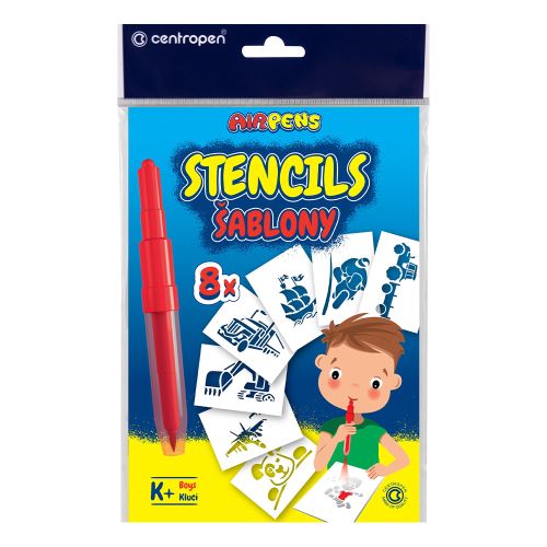 Šablony papírové CENTROPEN 9996 / K Motivy pro chlapce, sada 8 ks