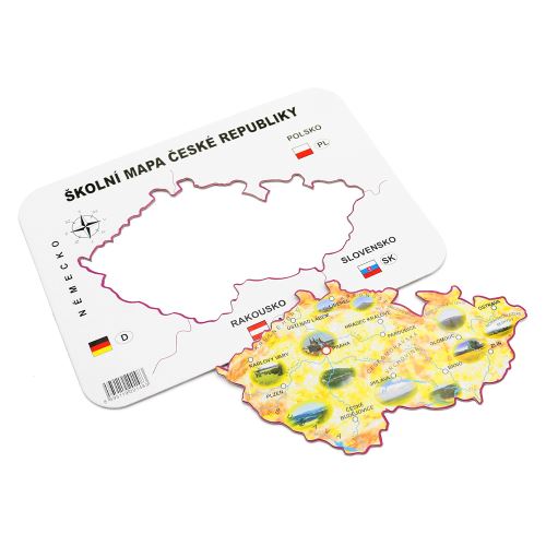 Školní mapa ČR - kartonová šablona - geografická
