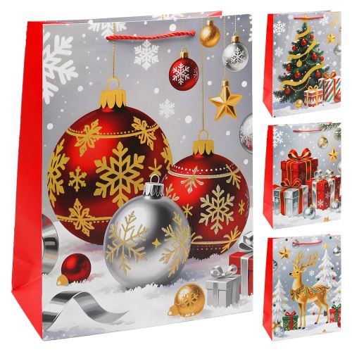Darčeková taška vianočná 40x30x12 cm (mix 4 dizajnov 7348 /cena za 1 ks)