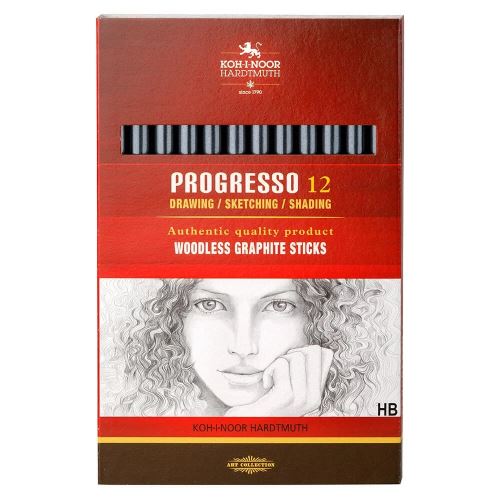 Grafitová ceruzka bezdrevná KOH-I-NOOR Progresso HB, sada 12 ks