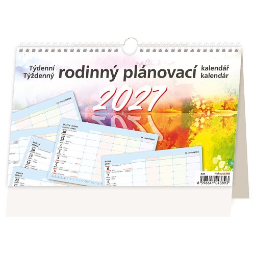 Stolní kalendář 2027 Týdenní rodinný plánovací kalendář