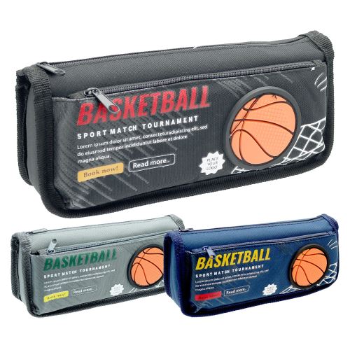 Penál se 2 zipy Basketbal, prázdný (mix barev)