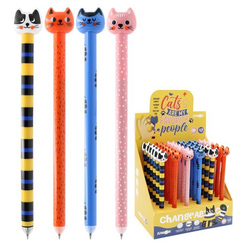 Pero gelové /gumovací JUNIOR iErase Cats 0,7 mm - modrá náplň /1ks