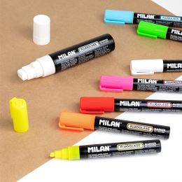 Popisovač Milan FLUOGLASS - bílý na okna, sklo, tabule (2)