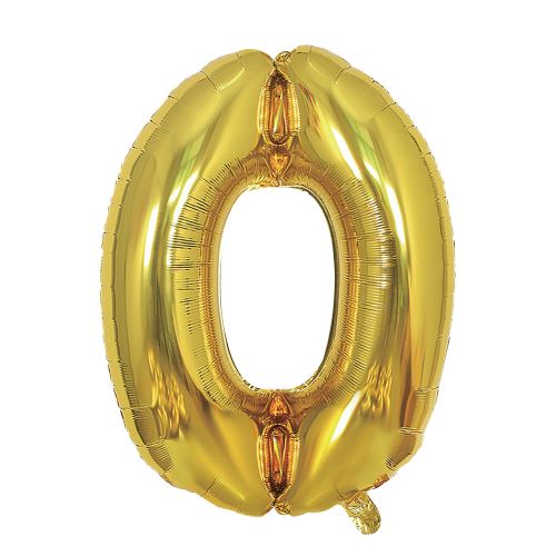 Narozeninový balónek, zlatý 40" (100 cm) číslo 0