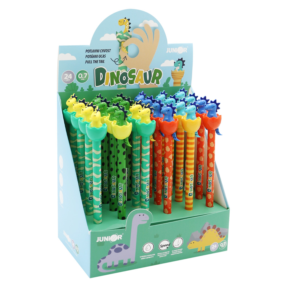 JUNIOR Pero gelové /gumovací JUNIOR iErase Dinosaurus 0,7 mm - modrá náplň /1ks