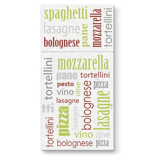 Vrecká na príbory PAW AIRLAID 40x40cm Italian Food Green, 25 ks/bal