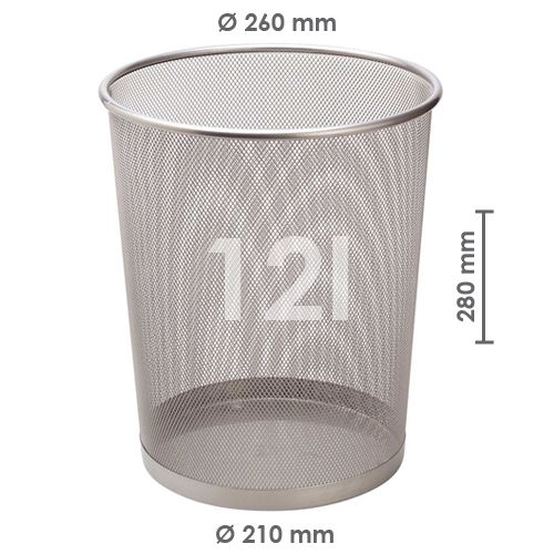 Drôtený kôš na odpadky, strieborný 12 l 