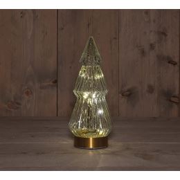 Stromeček osvětlený 10 LED teplá bílá, sklo, 23 cm