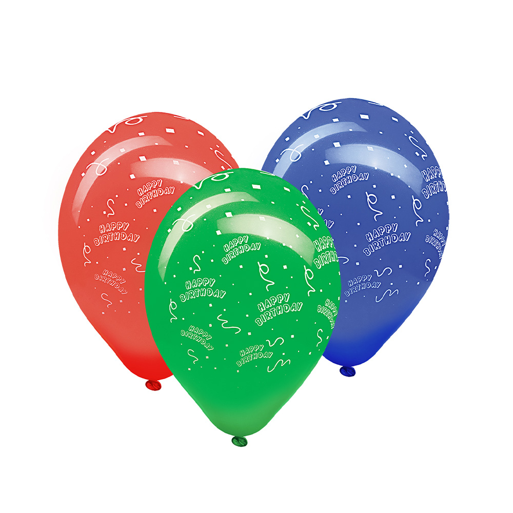 WIMEX Balón L 30 cm, Happy Birthday / 100ks /