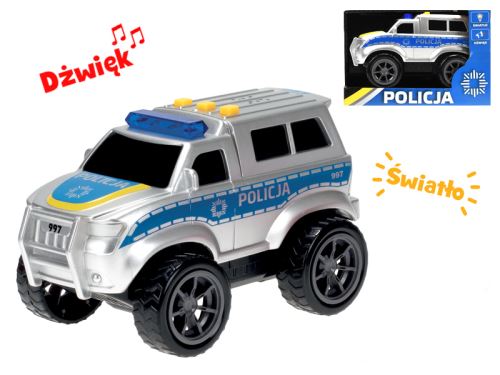 Auto policie polský design 18cm na setrvačník na baterie se světlem a zvukem v krabičce