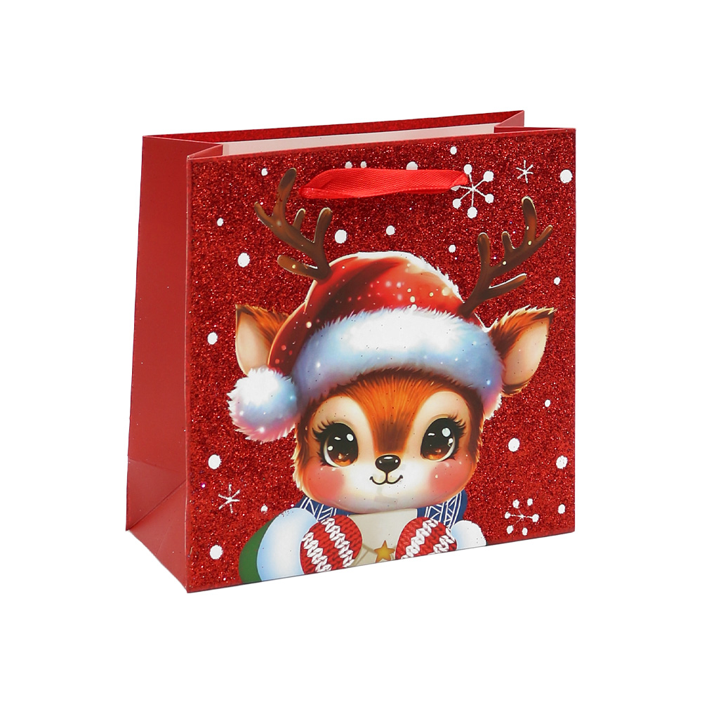 JUNIOR Darčeková taška vianočná 14,5x15x6 cm (mix 4 dizajnov - /cena za 1 ks)