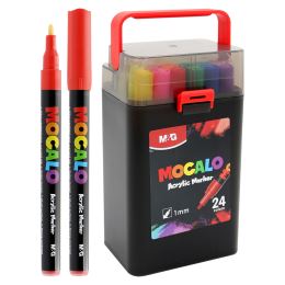 Popisovač M&amp;G MOCALO Acrylic Marker, hrot 1 mm (sada 24 barev)