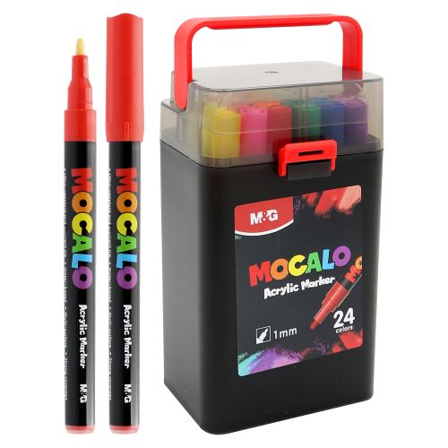 Popisovač M&G MOCALO Acrylic Marker, hrot 1 mm (sada 24 barev) (4)
