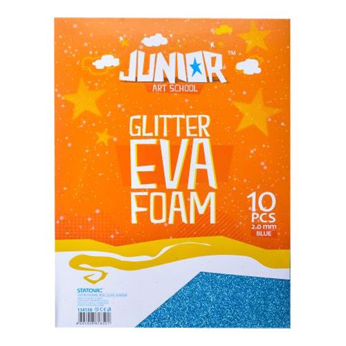 Dekorační pěna A4 EVA 10 ks modrá tloušťka 2,0 mm glitter