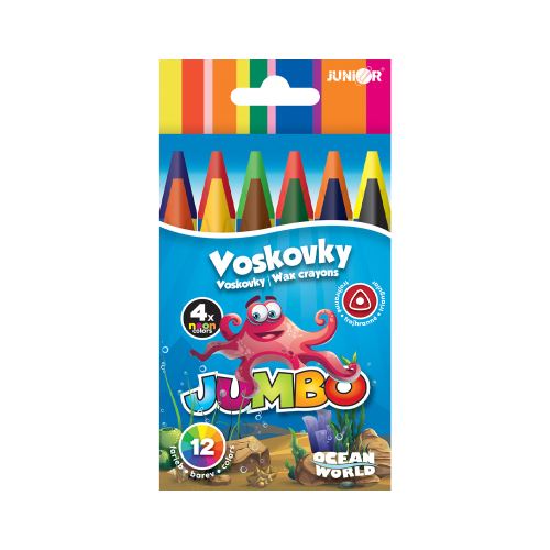 Voskovky Ocean World trojhranné JUMBO 12 ks