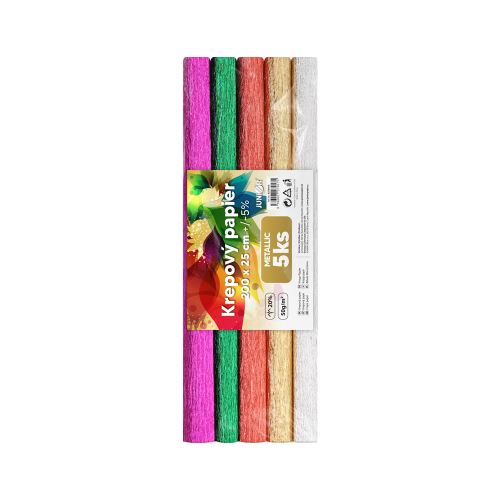 Krepový papír JUNIOR 200x25 cm METALLIC (sada 5 ks)