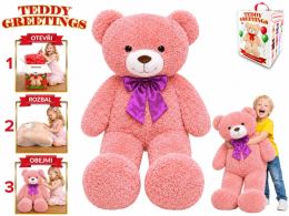 Teddy Greetings medvěd plyšový 120cm s mašlí růžový 0m+ v dárkové krabičce Teddy Greetings medvěd plyšový 120cm s mašlí růžový 0m+ v dárkové krabičce