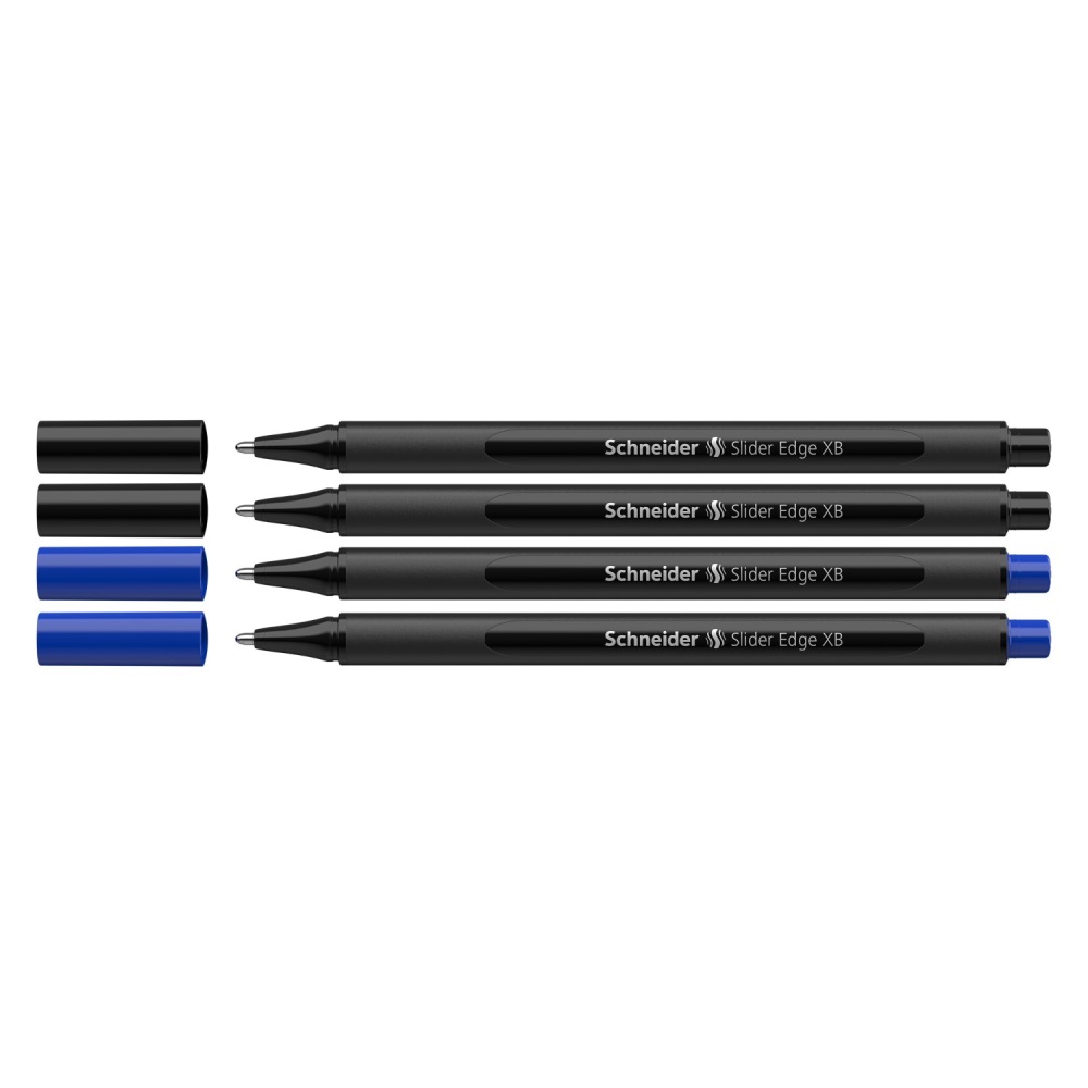 SCHNEIDER Kuličkové pero Schneider Slider Edge XB Black Edition - sada 4 kusů