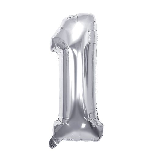 Narozeninový balónek, stříbrný 40" (100 cm) číslo 1