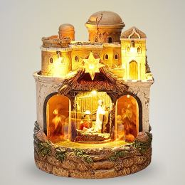 Betlém s LED světlem, otočným pozadím a zvukem 22 cm (2 varianty /cena za 1 ks) (1)