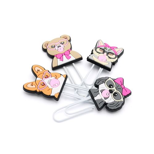 Ozdobná spona/záložka Animals with glasses 7 cm (sada 4 ks) (1)