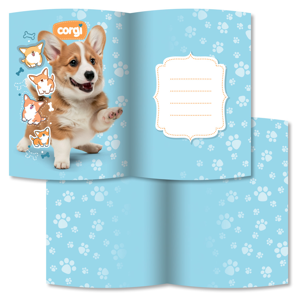 JUNIOR Památník JUNIOR 14x18 cm, 80 list. čistý se zámkem - Corgi
