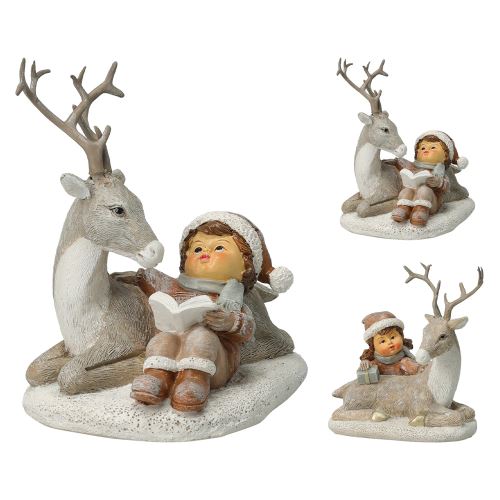 Figurka holčičky s jelenem 12 cm (mix /cena za 1 ks)