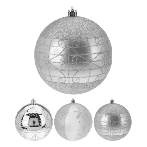 Vánoční koule - PP 120 mm / stříbrná, mix / 1ks 120 mm