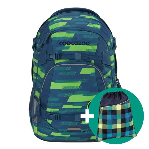Školní batoh coocazoo MATE, Lime Stripe, certifikát AGR + Dárek
