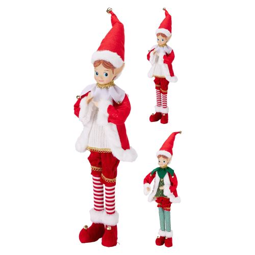 Vánoční figurka skřítek s velkýma očima 57 cm /1ks