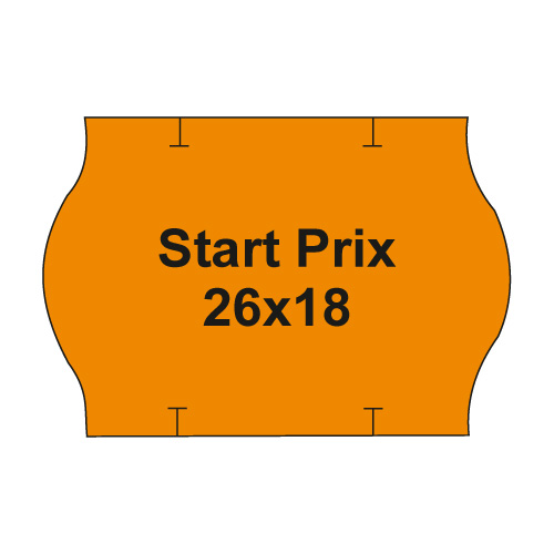 Etikety cen. PRIX 26x18 oblé - 1000 etiket/kotouček, oranžové 36 ks