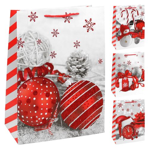 Dárková taška vánoční 40x30x12 cm (mix 4 designů - /cena za 1 ks)