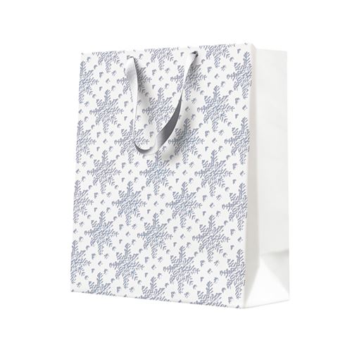 Dárková taška vánoční 20x25x10 cm Textured Snowflakes Silver