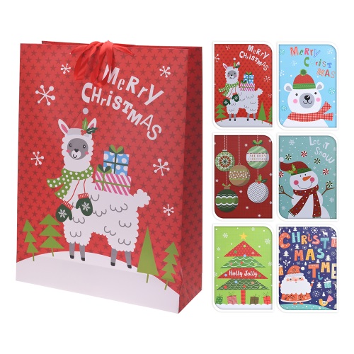 Dárková taška vánoční, dětský design, velká 50x18x72 cm /1ks (šírka x hĺbka x výška) 50x18x72 cm