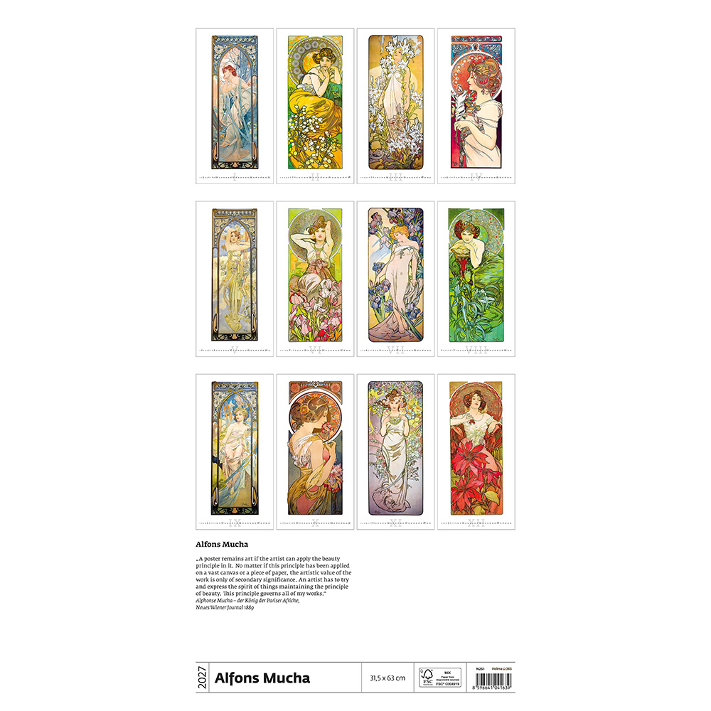 Helma 365 Nástenný kalendár 2027 Alfons Mucha
