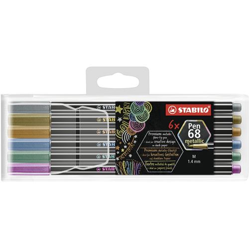 Prémiový metalický vláknový fix - STABILO Pen 68 metalický - 6 ks balenie
