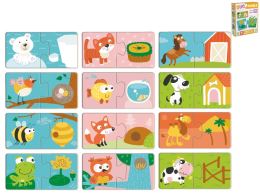 Puzzle dětské 10x5cm Kde bydlí toto zvířátko? 24dílků 12obrázků 18m+ v krabičce Puzzle dětské 10x5cm Kde bydlí toto zvířátko? 24dílků 12obrázků 18m+ v krabičce