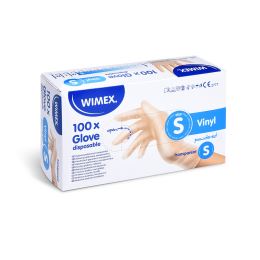 Rukavice vinylové bílé, pudrované S 100 ks (1)