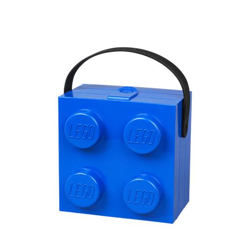LEGO box na desiatu s rukoväťou 165x165x117 mm - modrý