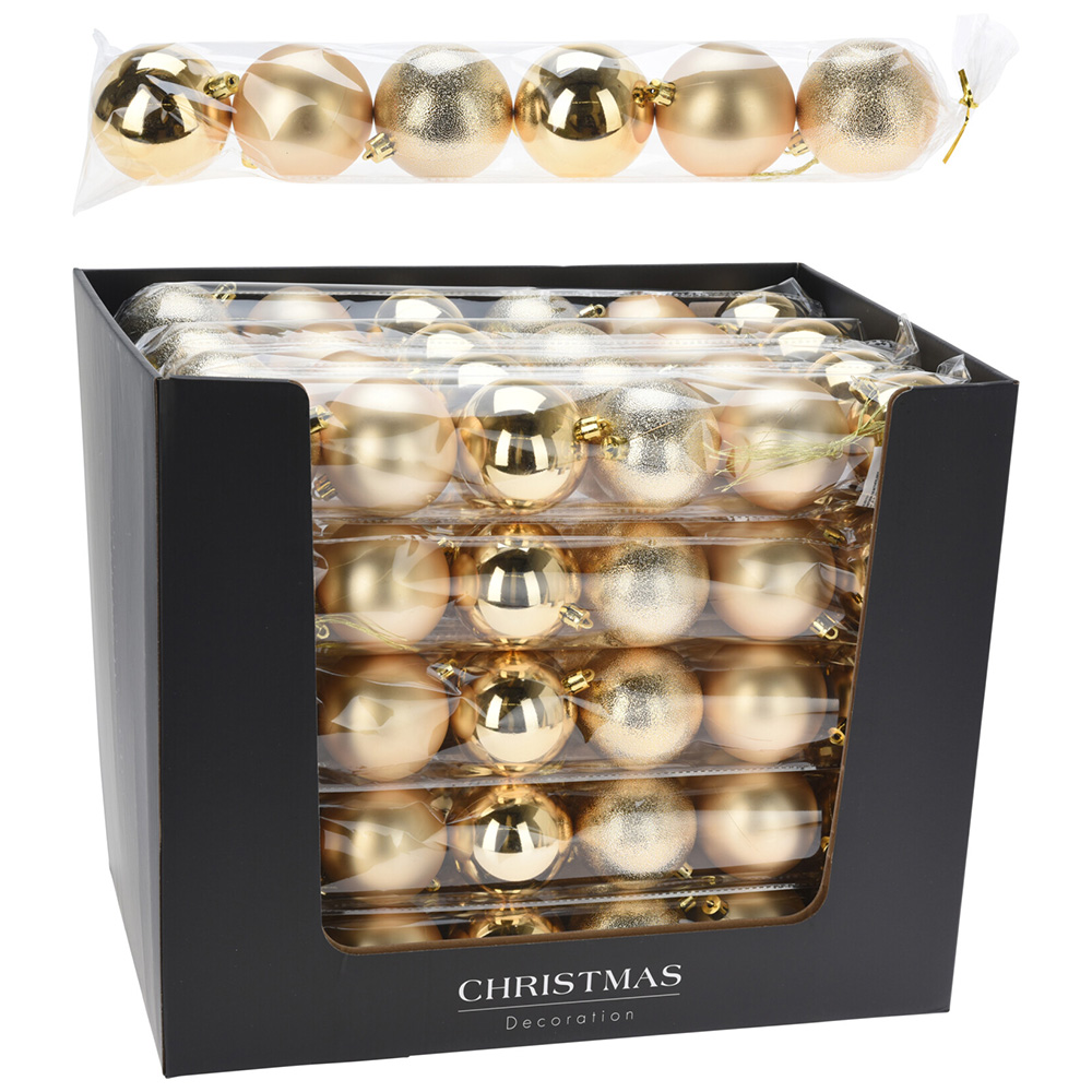 Vánoční koule 70 mm ve zlaté barvě (mix) - sada 6 kusů