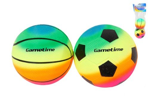 Gametime míč duhový fotbal/basketbal 10cm 2ks v síťce